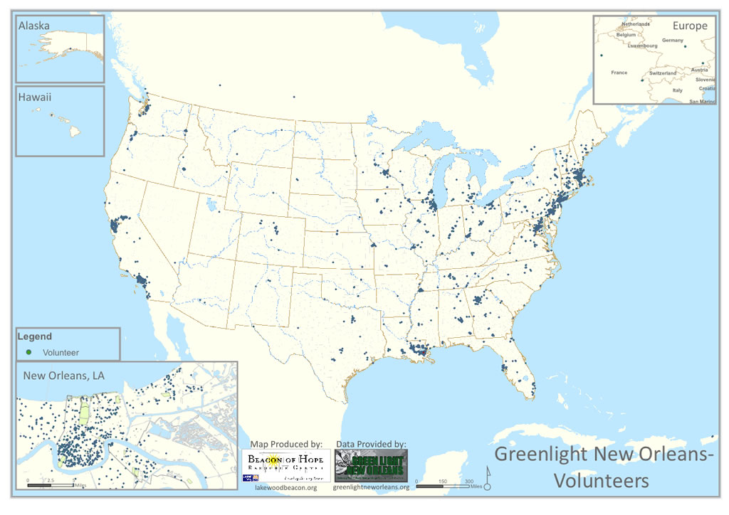 List volunteers all Light of Light New Green Green Orleans -